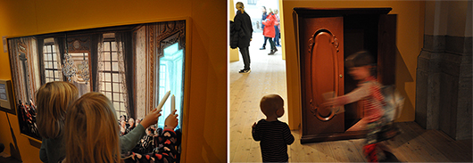 Bara för barn: magiska stearinljus som tänder den rekonstruerade målningen och en av de underbara dörrarna.