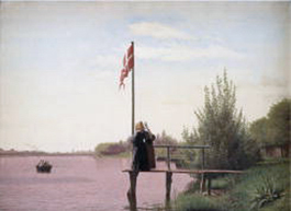 Ett av de drygt 300 danska verken i utställningen, Christer Kobkes “Udsikt fra Dosseringen ved Sortedamssøen mod Norrebro” (1838).