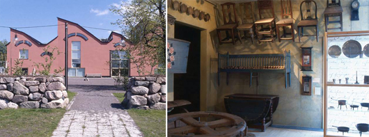 Jönköpings läns museum hör till arkitekten Carl Nyréns postmoderna period. I utställningarna var det föremålens sinnliga uttryck som poängterades. Foto: Jönköpings läns museum