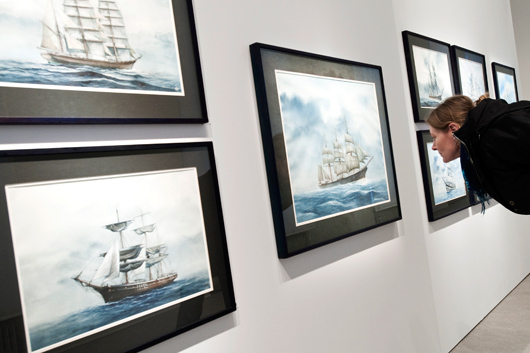 Utställningen innehåller gott om möjligheter att studera Gustaf Erikssons segelfartyg.