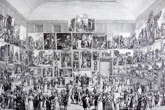 Salongen i Louvren 1787. Gravyr av P A Martini